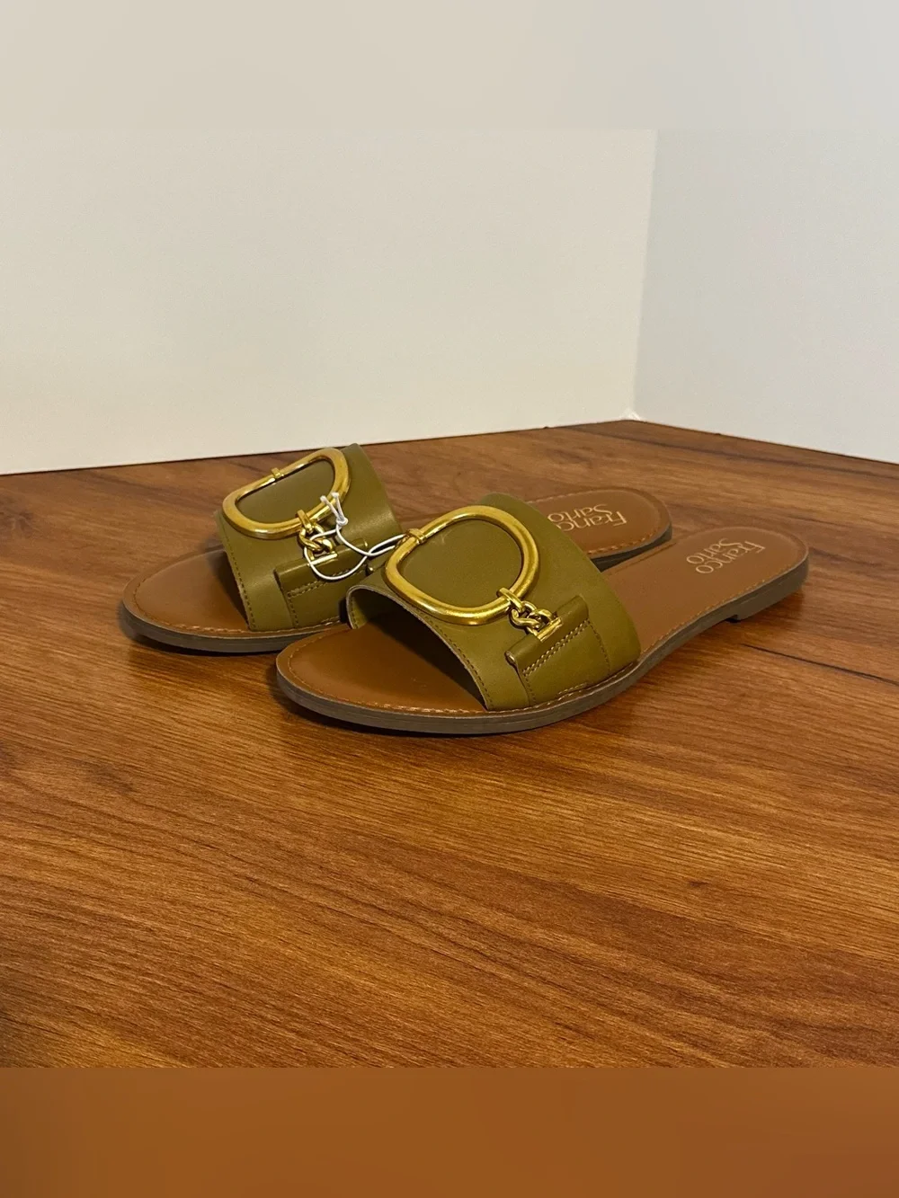 Franco Sarto Green & Gold Flat Sandal